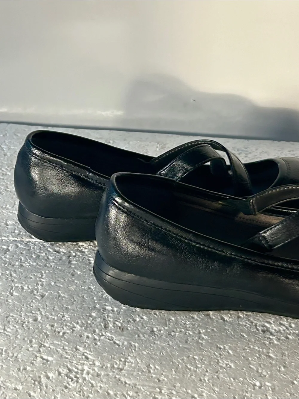 Life Stride SZ10 Charli Black Leather Mary Jane Comfort Ballet Flat Cottage Old$